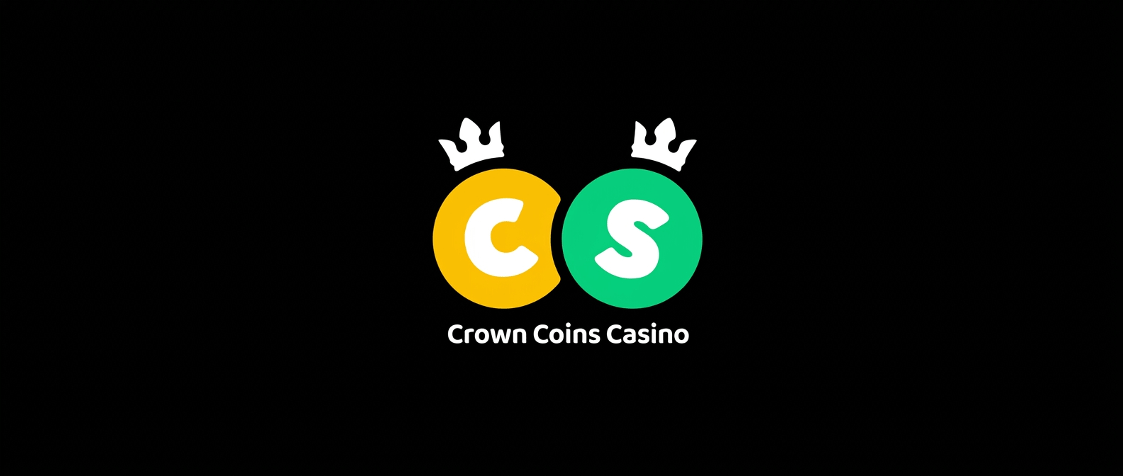 Crown Coins Casino official logo showing gold C and green S letters with crowns on a black background