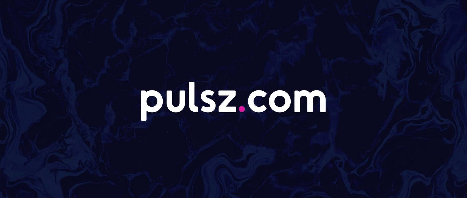 Pulsz Casino official logo showing pulsz.com in white text with a pink dot on a dark navy marble background